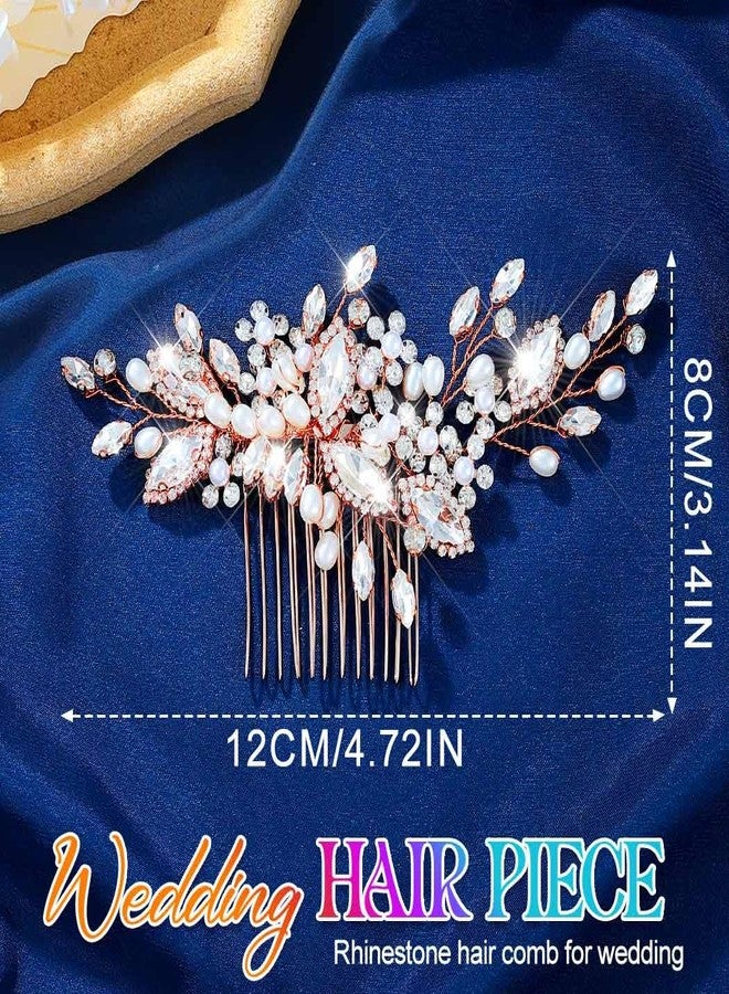 GORAIS Rhinestone Bridal Hair Comb Rose Gold Wedding Hair Accessories Prom Hair Pieces for Brides and Women - Image 5
